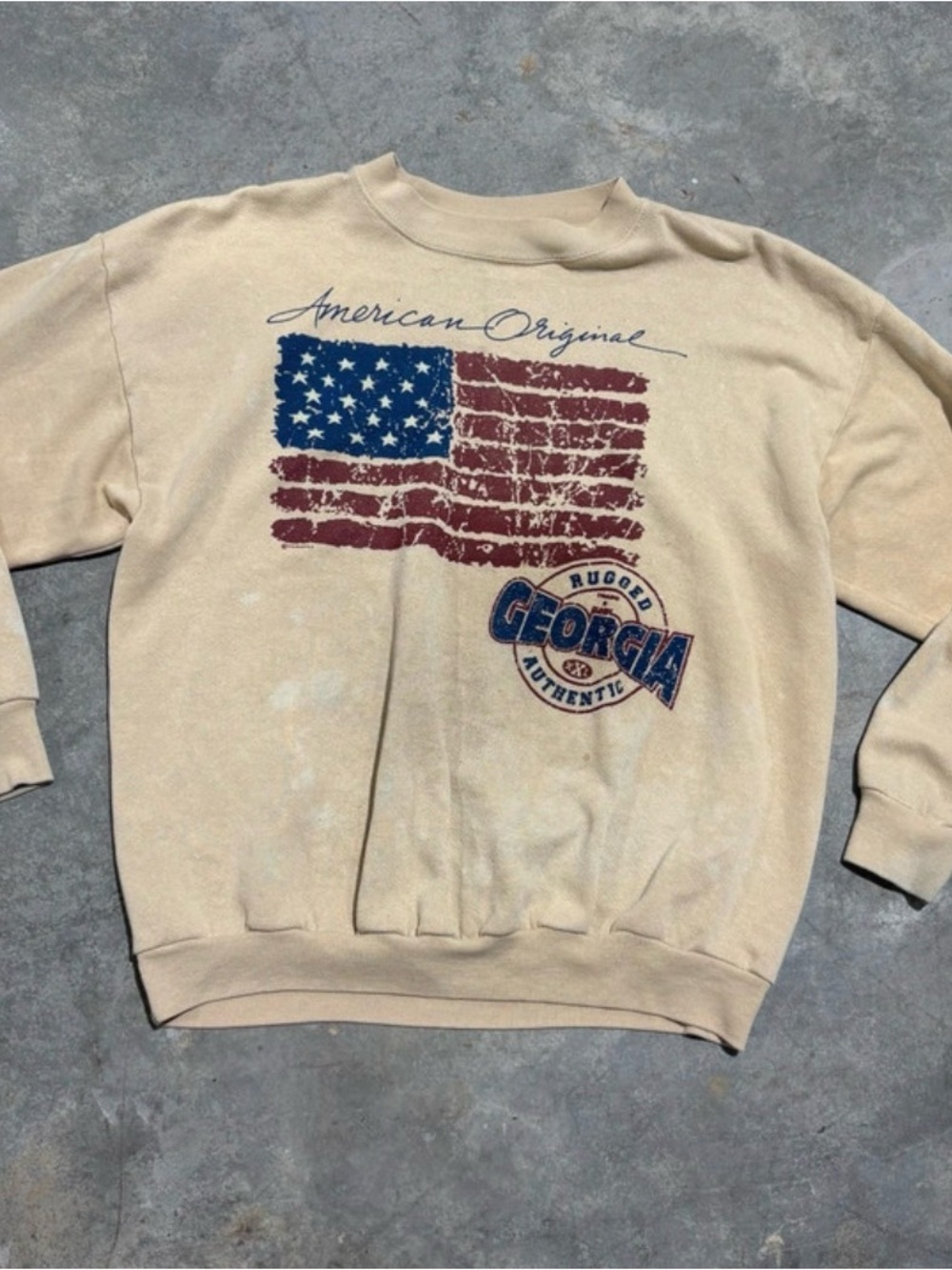 American Original Beige Crewneck Sweatshirt - Georgia Graphic